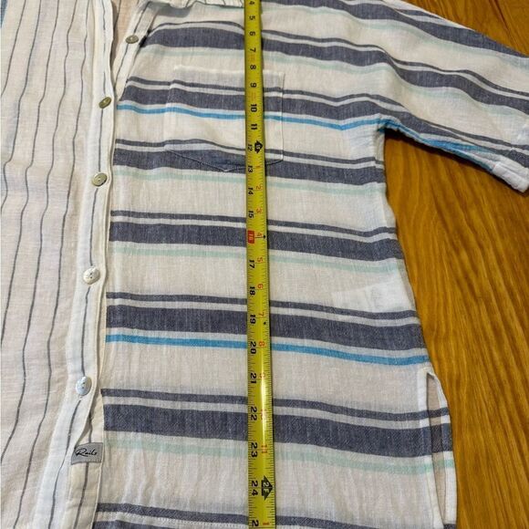 Rails Finley Shirt Mixed Agean Blue Stripe Linen Blend Women’s SIZE SMALL - Picture 8 of 14